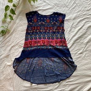 Unique colorful high low blouse